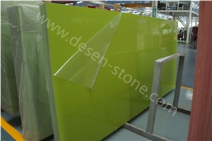 Pure Green Quartz Stone Surface, Pure Green Quartz Stone Tiles&Slabs, Pure Green Engineered Stone/Arificial Stone Solid Surface Decoration Stone Wall