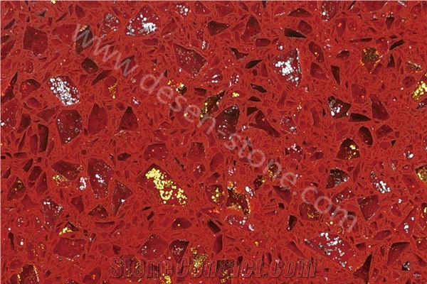 Red Quartz Stone Surface, Crystal Shining Red Quartz Stone