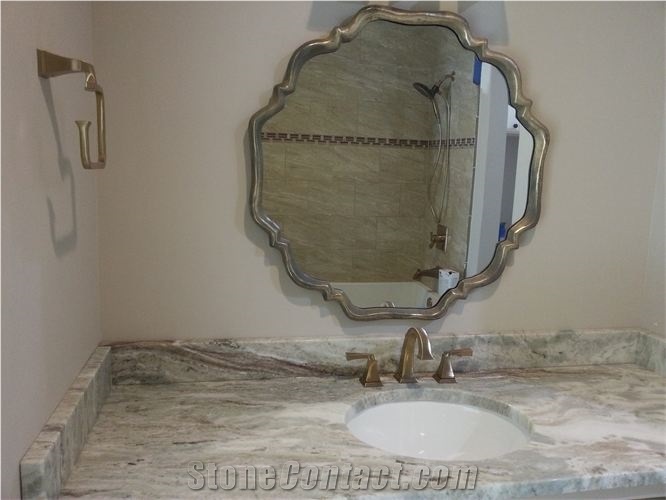 Ocean Beige Quartzite Countertop for a Lovely Bathroom