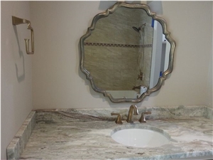 Ocean Beige Quartzite Countertop for a Lovely Bathroom