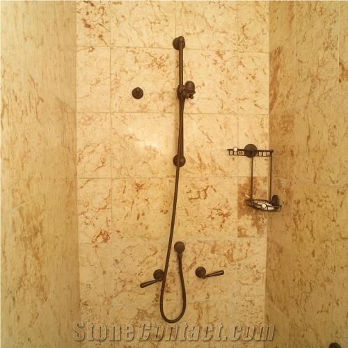 Caribbean Blond Coral Stone Bathroom Design