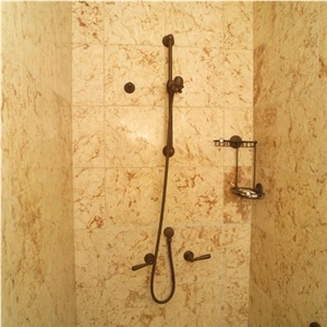 Caribbean Blond Coral Stone Bathroom Design