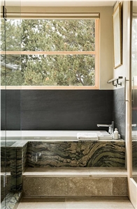 Verde Bamboo Quartzite Bathroom Renovation, Shower Design