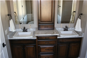 Master Bathroom with Frozen White Granite Stone