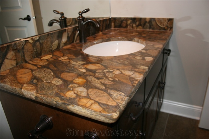 Vanity Top with Golden Marinace Stone and Euro Profile Edge