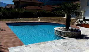 Silver Travertine Pool Pavers, Pool Coping