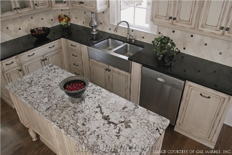 Snow Fall Granite Kitchen Perimeter Counter Top, Island Counter Top