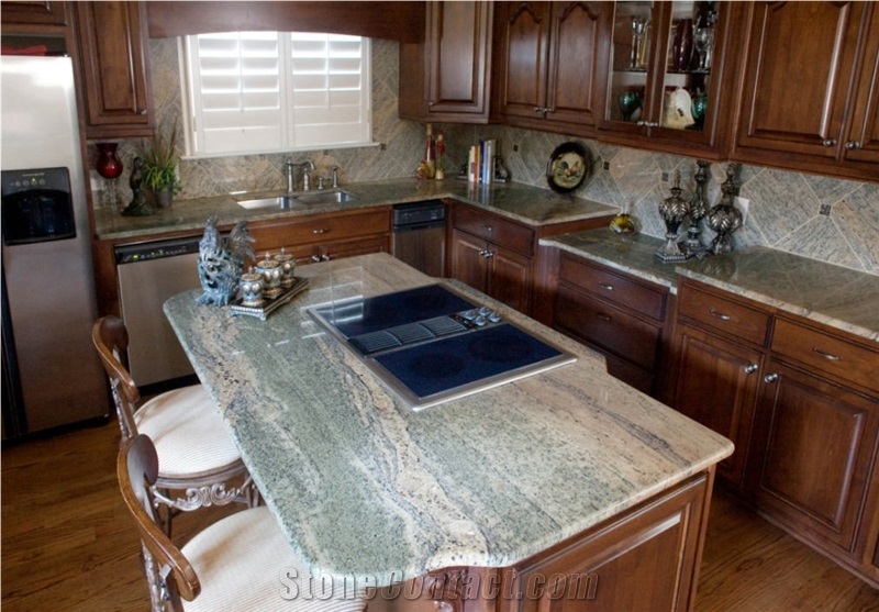 Waterfall Green Granite Kitchen Island Top