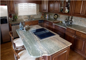 Waterfall Green Granite Kitchen Island Top