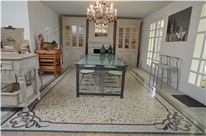 Venetian Terrazzo with Marble Mosaic Frame