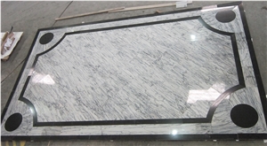 Bianco Venato Marble- Nero Marquina Floor Carpet New York Building Lobby