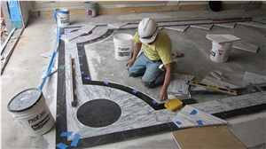 Bianco Venato Marble- Nero Marquina Floor Carpet New York Building Lobby