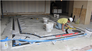 Bianco Venato Marble- Nero Marquina Floor Carpet New York Building Lobby