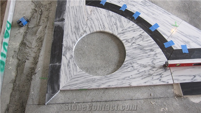 Bianco Venato Marble- Nero Marquina Floor Carpet New York Building Lobby