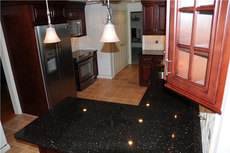 Factory Competitive Price Balack Galaxy Granite Kitchen Countertop -Wholesale Galaxy Black Granite Island Top-Fabricated Star Black Granite Top