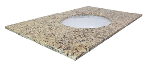 New Venetian Gold Vanity Top,Brazil Gold Yellow Granite Bathroom Vanity Top with Drop-In Sinks, Classic Gold Brazilian Gold