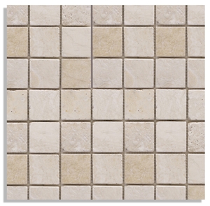 Vanilla Travertine 2"X2" Tumbled Mosaic
