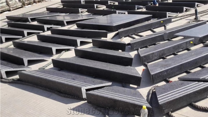 Angola Black Granite Stair Treads and Threshold