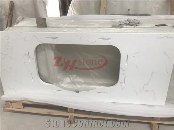 Artificial White Quartz Kitchen Countertops ,Custom Countertops, Island Tops, Bar Top