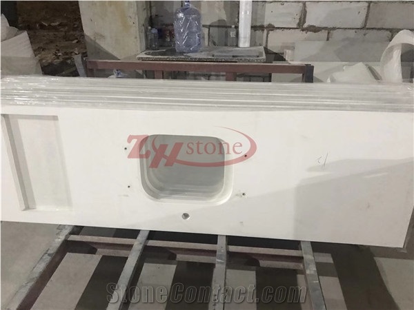 Artificial White Quartz Kitchen Countertops ,Custom Countertops, Island Tops, Bar Top