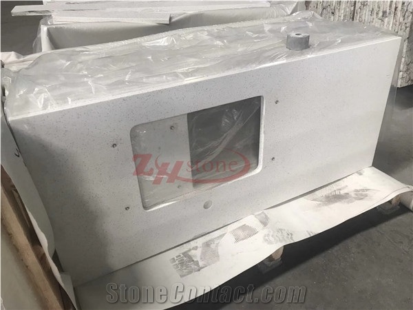 Artificial White Quartz Kitchen Countertops ,Custom Countertops, Island Tops, Bar Top