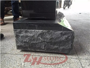 Polished Shanxi Back Granite Absolute Black Cross Tombstone Natural Edges Base Single Monuments