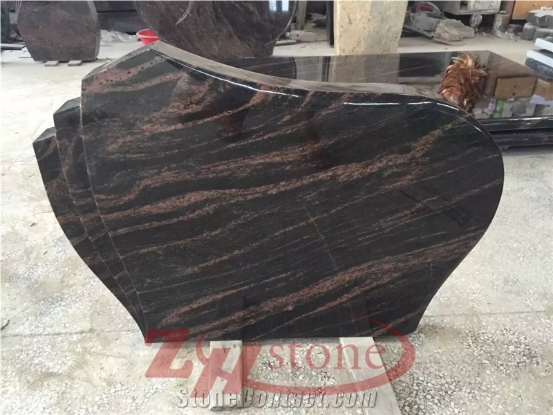 Polished Shanxi Back Granite Absolute Black Cross Tombstone Natural Edges Base Single Monuments