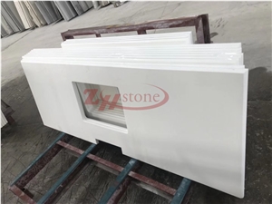 Pure White Quartz Artificial Stone Countertops, Bar Countertops, Kitchen Tops
