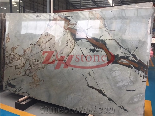 Roman Landscape Quartz Big Polished Slab for Wall Covering,Flooring Tiles