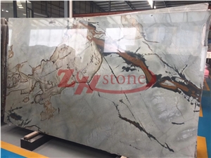 Roman Landscape Quartz Big Polished Slab for Wall Covering,Flooring Tiles