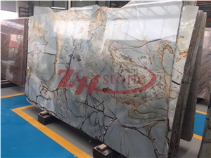 Roman Landscape Quartz Big Polished Slab for Wall Covering,Flooring Tiles