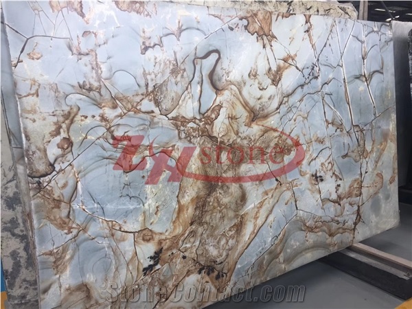 Roman Landscape Quartz Big Polished Slab for Wall Covering,Flooring Tiles