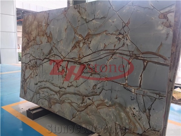 Roman Landscape Quartz Big Polished Slab for Wall Covering,Flooring Tiles