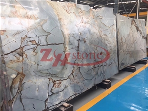 Roman Landscape Quartz Big Polished Slab for Wall Covering,Flooring Tiles