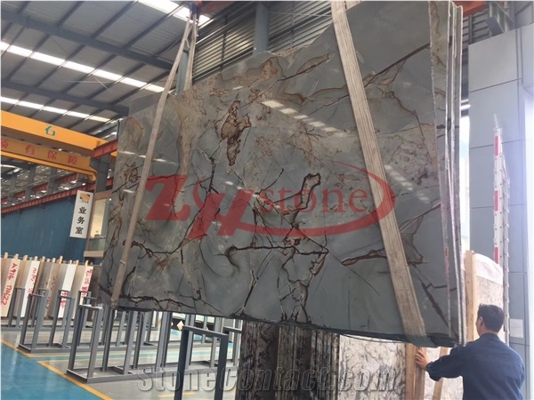 Roman Landscape Quartz Big Polished Slab for Wall Covering,Flooring Tiles