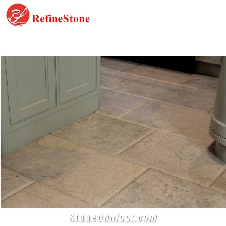 Antique Beige Limestone Pavers Floor Tiles ,French Pattern Limestone Slabs for Paving