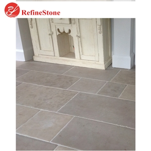 Antique Beige Limestone Pavers Floor Tiles ,French Pattern Limestone Slabs for Paving