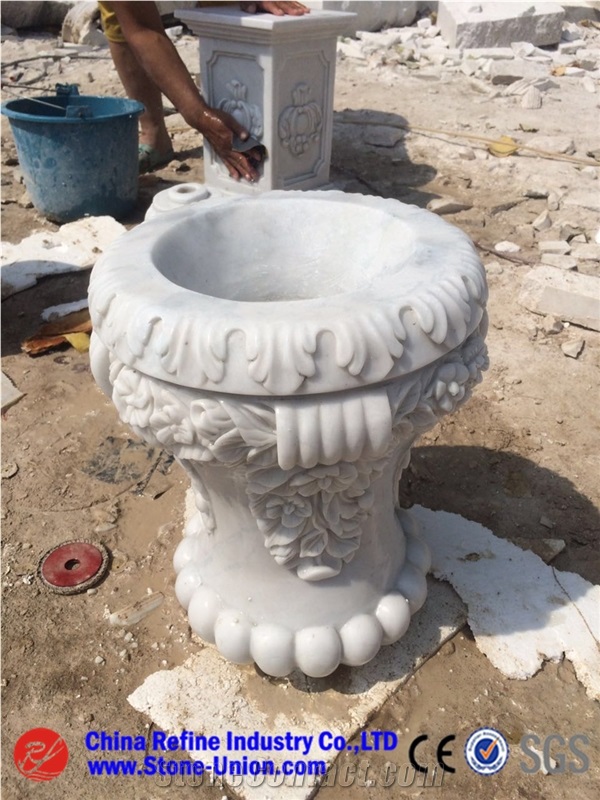 Customized White Marble Garden Decoration, Handcarved Landscaping, Exterior Landscaping