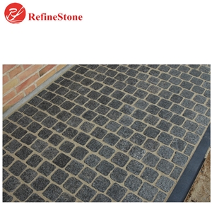 G684 Zhangpu Black Granite Pavers On Mesh