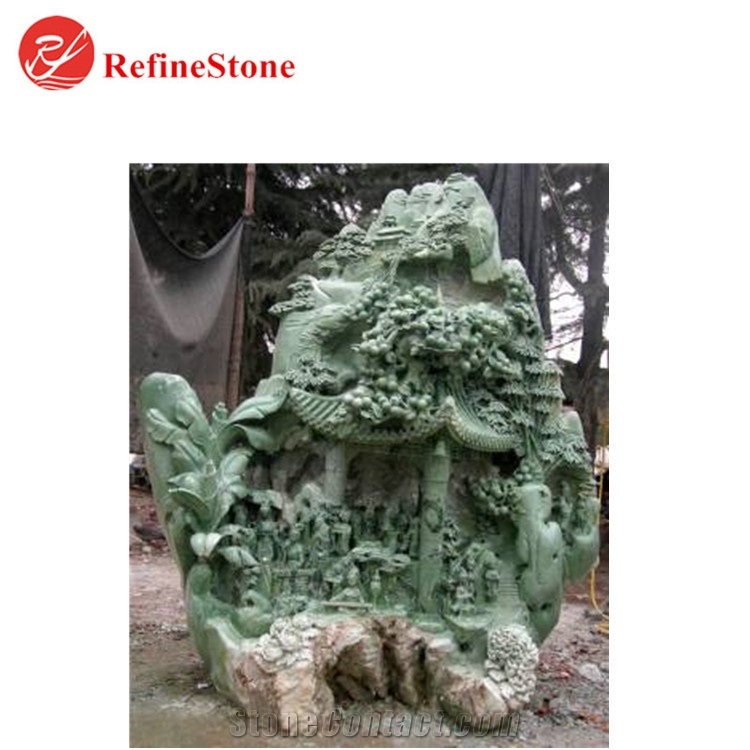 Handmade Burmese Jade Dragon Statue,Large Carved
