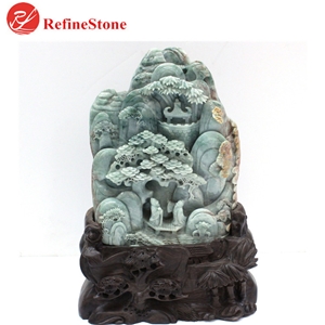 Handmade Burmese Jade Mountain Statue,Large