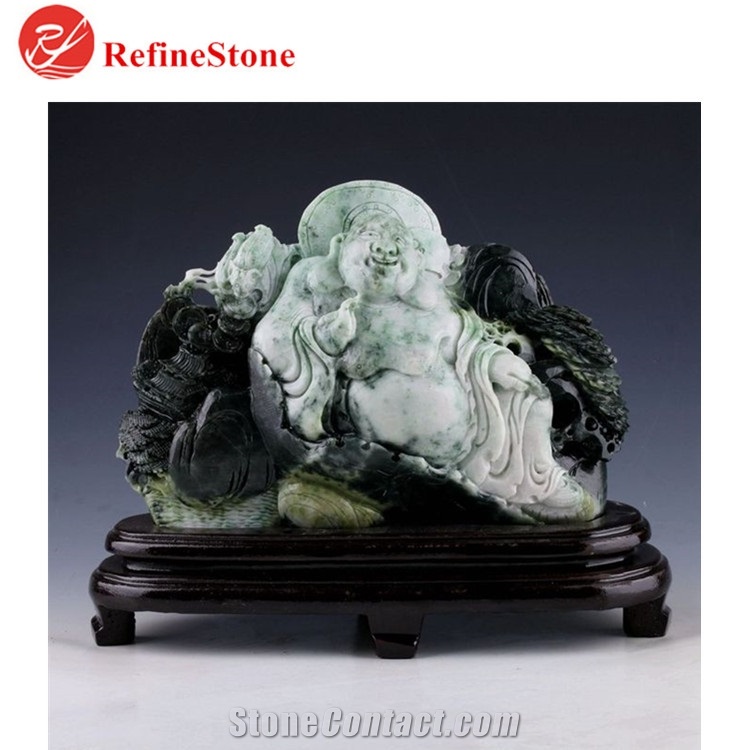 Handmade Green Jade Buddaha Statue,Large Carved Myanmar