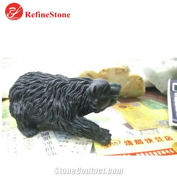 Handmade Natural Stone Black Jade Bear Statue