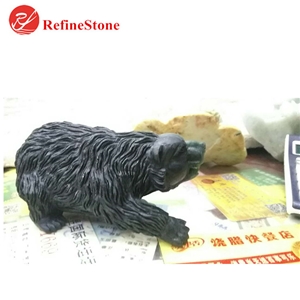 Handmade Natural Stone Black Jade Bear Statue