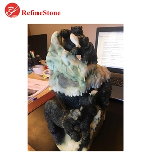 Handmade Natural Stone Black Jade Bear Statue
