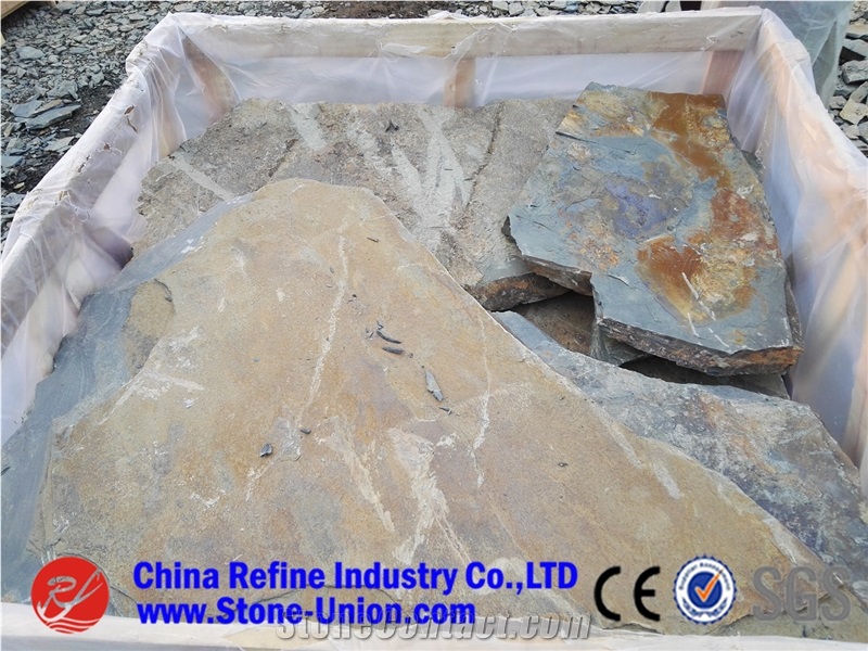Rusty Slate Walkway Pavers Outdoor Stepping Stone Flagstone,Slate Random Paving Stone/Rusty Slate Flagstone Wall Cladding/Rust Flagstone Road Paving