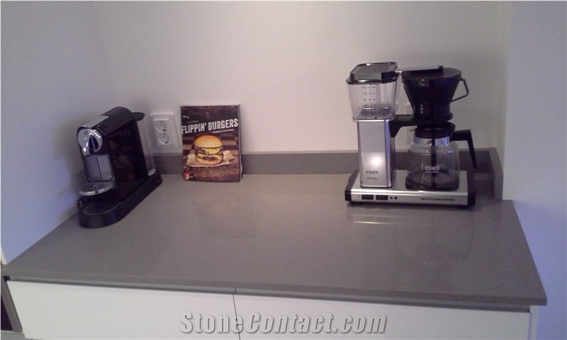 Caesarstone Classico Oyster Grey Quartz Kitchen Countertops