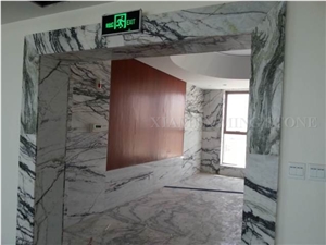 China Clivia Marble Polished Walling Tiles, Machine Cutting Slab,Clivia White Marble Green Veins for Hotel Lobby Floor Covering Pattern