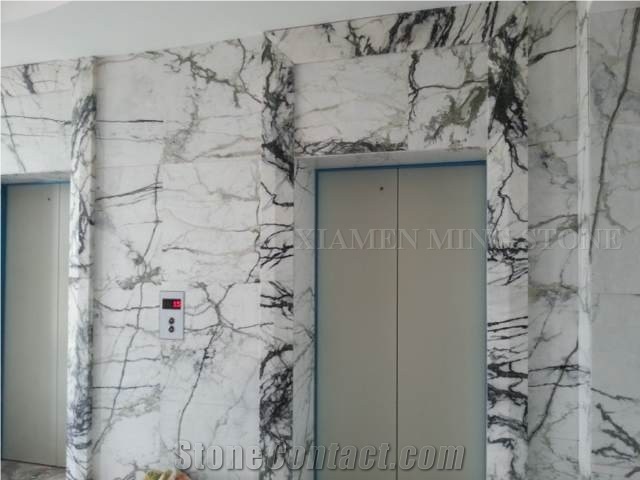 China Clivia Marble Polished Walling Tiles, Machine Cutting Slab,Clivia White Marble Green Veins for Hotel Lobby Floor Covering Pattern