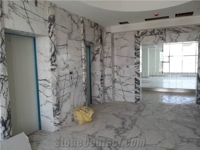 China Clivia Marble Polished Walling Tiles, Machine Cutting Slab,Clivia White Marble Green Veins for Hotel Lobby Floor Covering Pattern